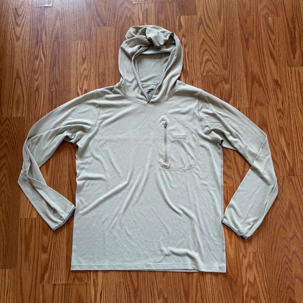 Patagonia Men's Hoodie Tan Beige Small Zip Pocket Hiking Lightweight Gorpcore